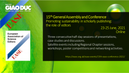 23-25/6: Hội thảo khoa học quốc tế: “Thúc đẩy tính bền vững trong xuất bản khoa học: vai trò của các biên tập viên”