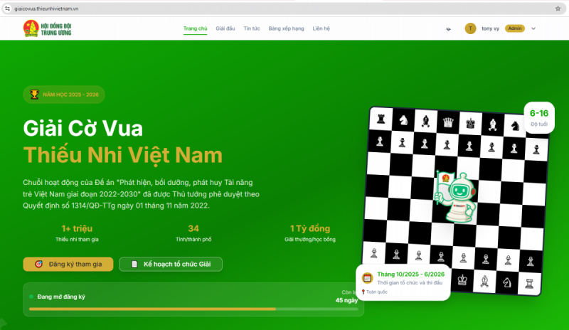 Khởi động Giải cờ vua thiếu nhi Việt Nam năm học 2025-2026: Trí tuệ, công nghệ và giáo dục đồng hành vì thế hệ tương lai